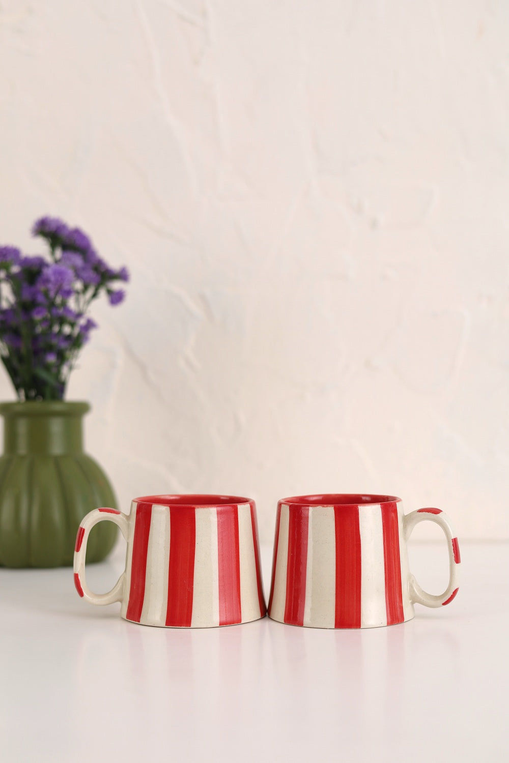 Ceramic Red Stripe Coffee Cup - 220ml (SET OF 4)