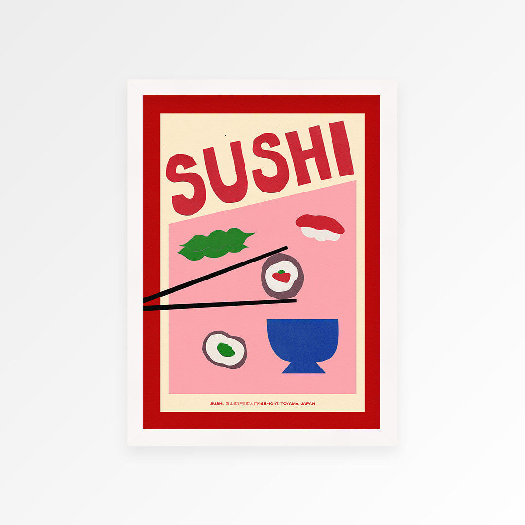 Sushi Hand Collaged Print