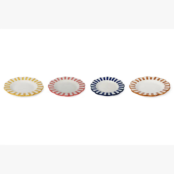 Ceramic Stripe Salad Plate, Yellow- 8.25x 8.25 x 1.25 Inches