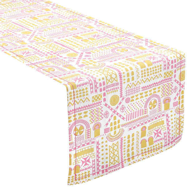 White Stone Symbol Table Runner