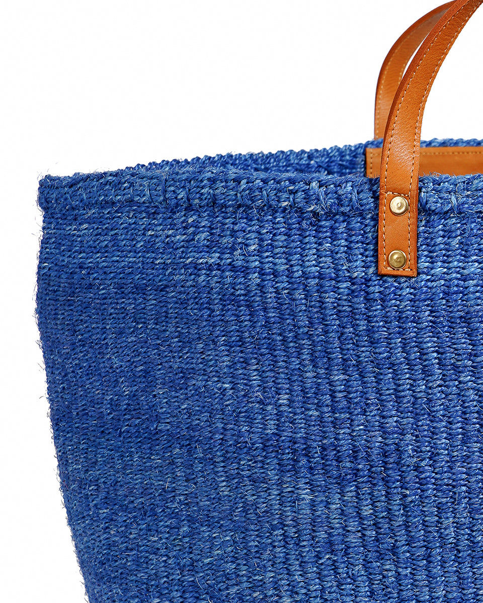BANDARI: True Blue & Tan Leather Sisal Shopper
