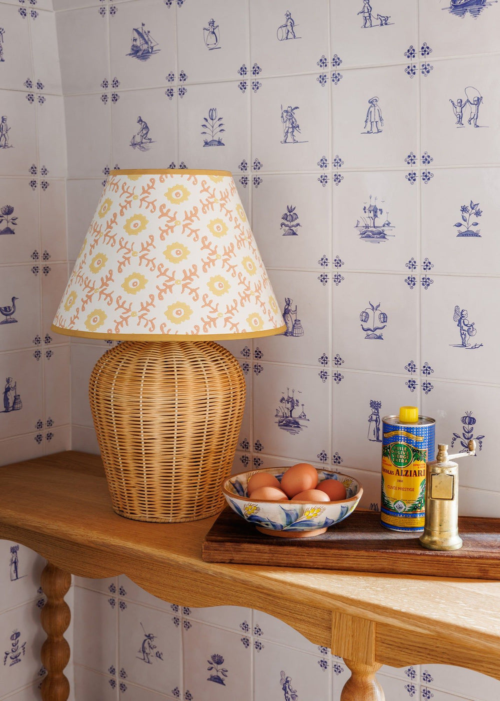 Folk Flower Lampshade - Yellow / Terracotta