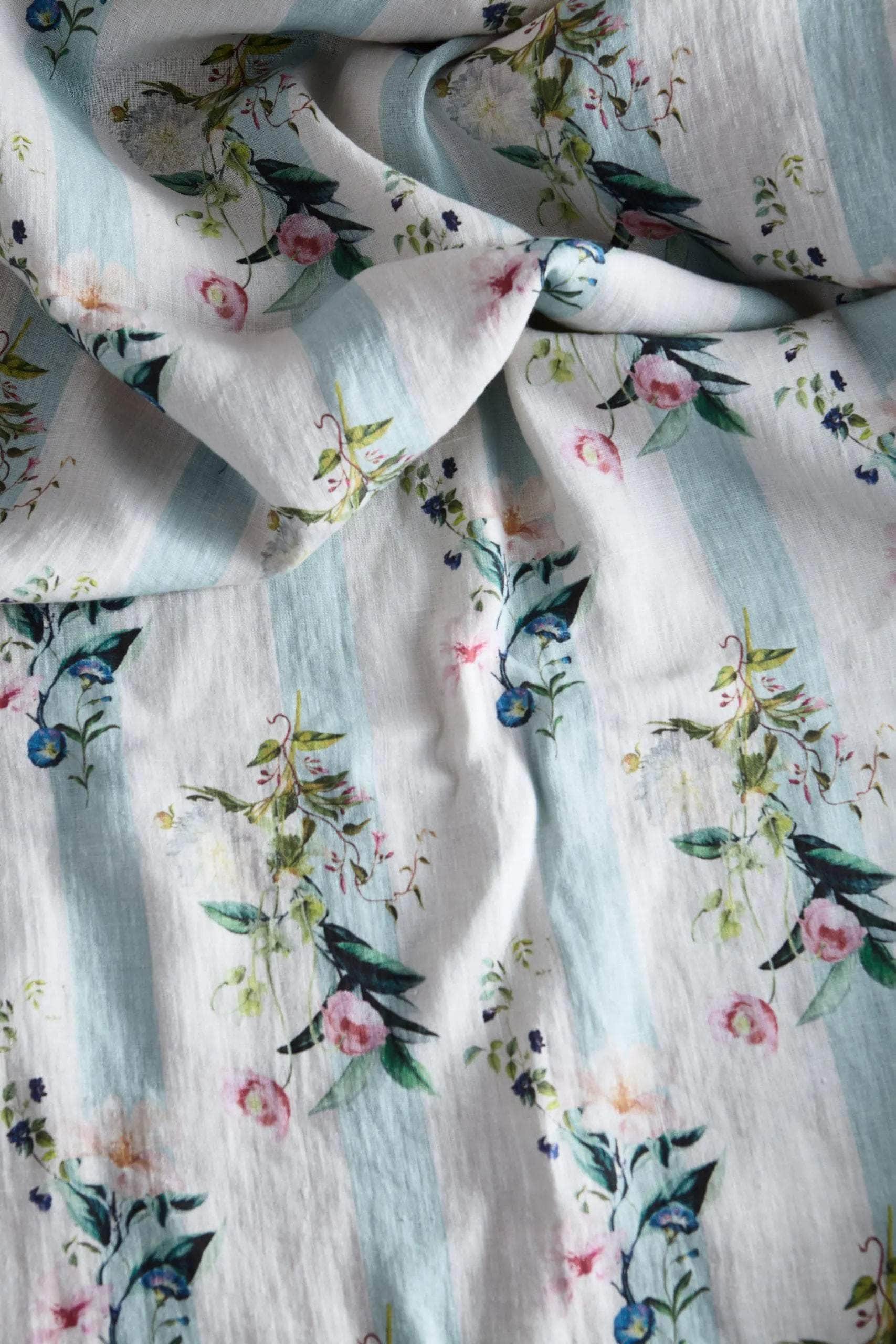 Flora Stripe Linen Tablecloth