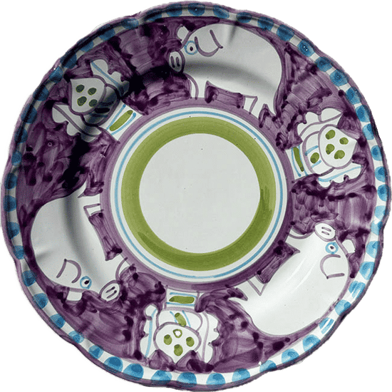 Amalfi Purple Pig Plate 25cm