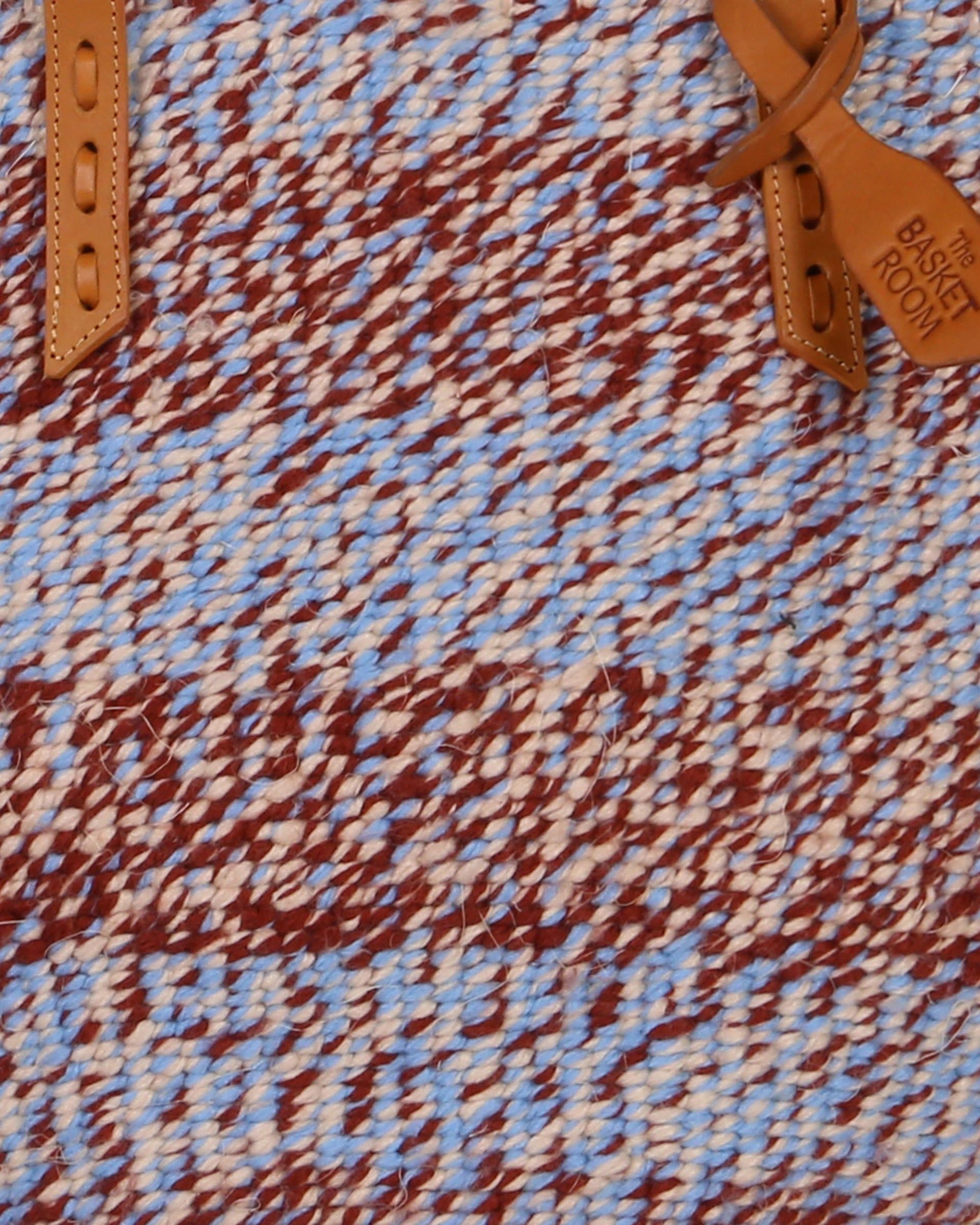 KIASI: Handwoven Blue, Brown and White Wool Tote Bag