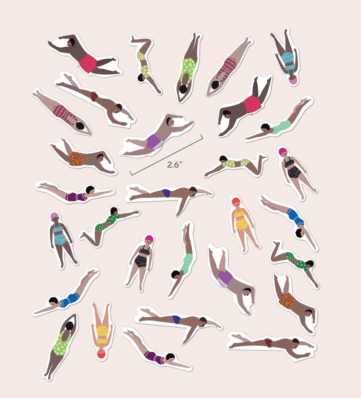 Swimmers Ceramic Sticker Set