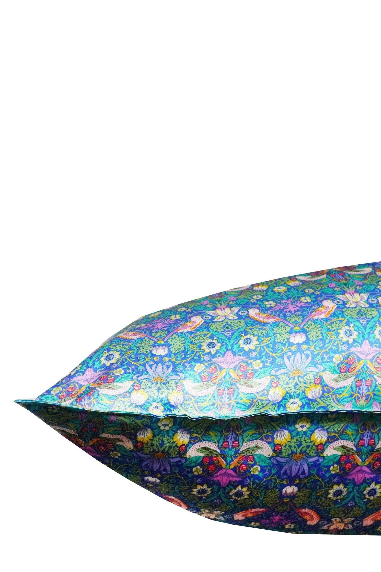 Silk Pillowcase Made With Liberty Fabric Strawberry Thief Green