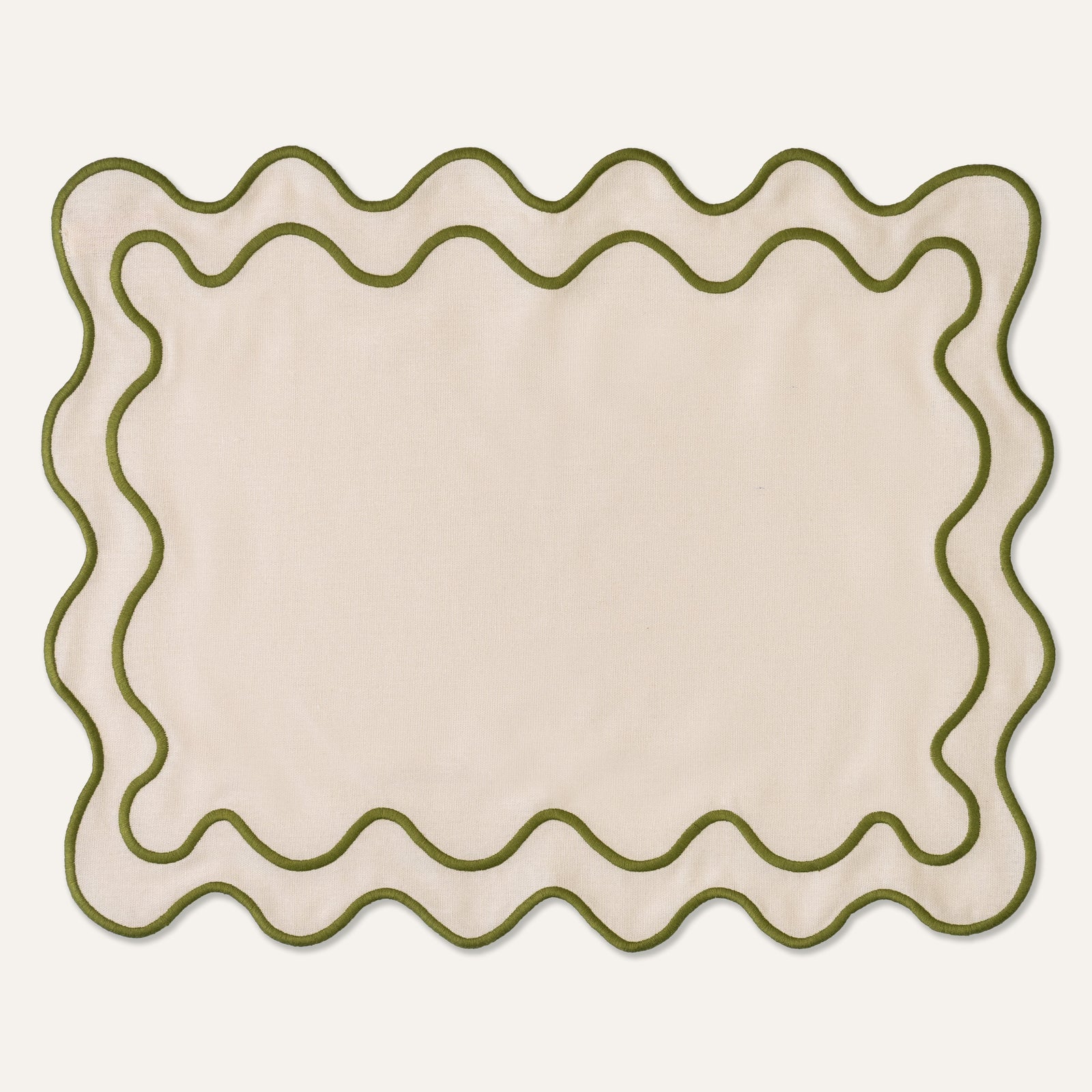 Wavy Placemats Beige/Green - Set of 2