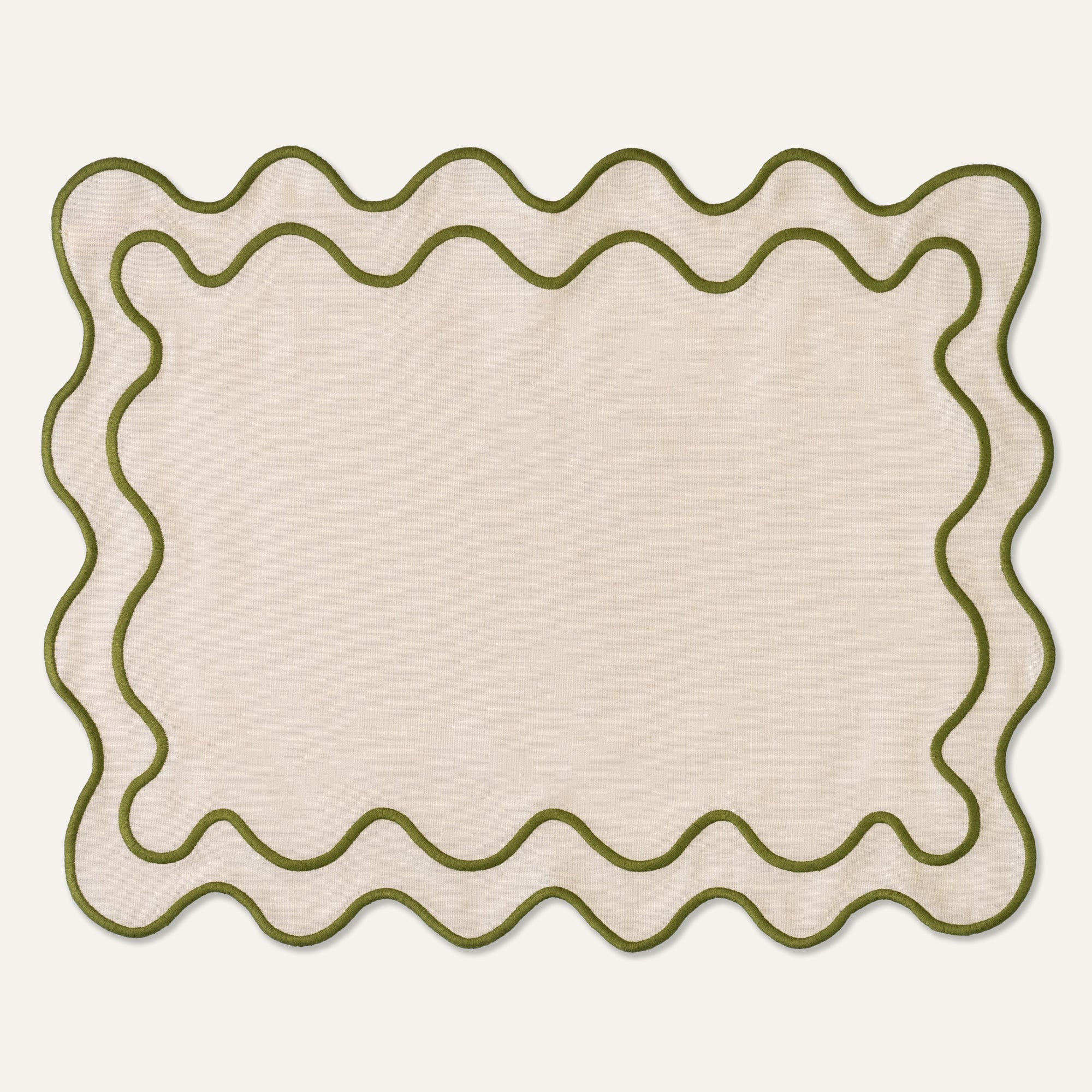 Wavy Placemats Beige/Green - Set of 2