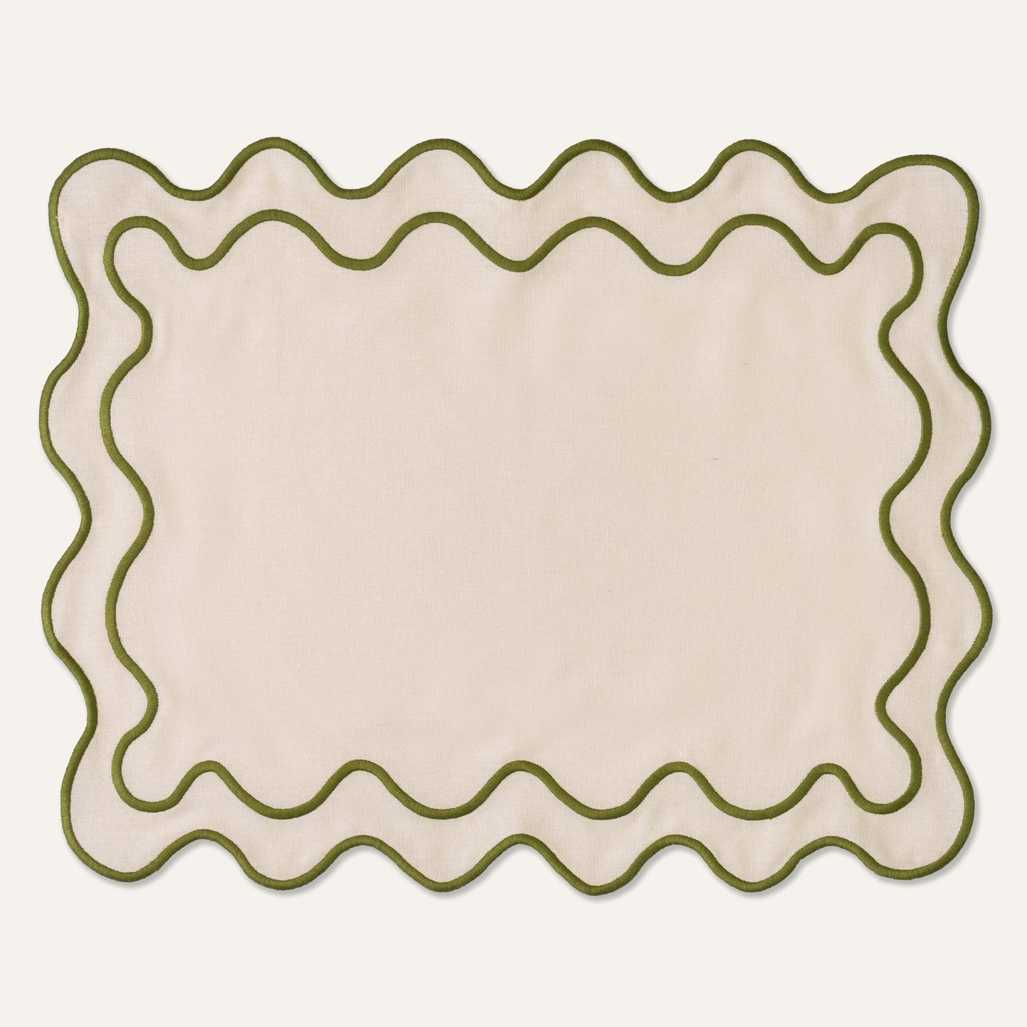 Wavy Placemats Beige/Green - Set of 2