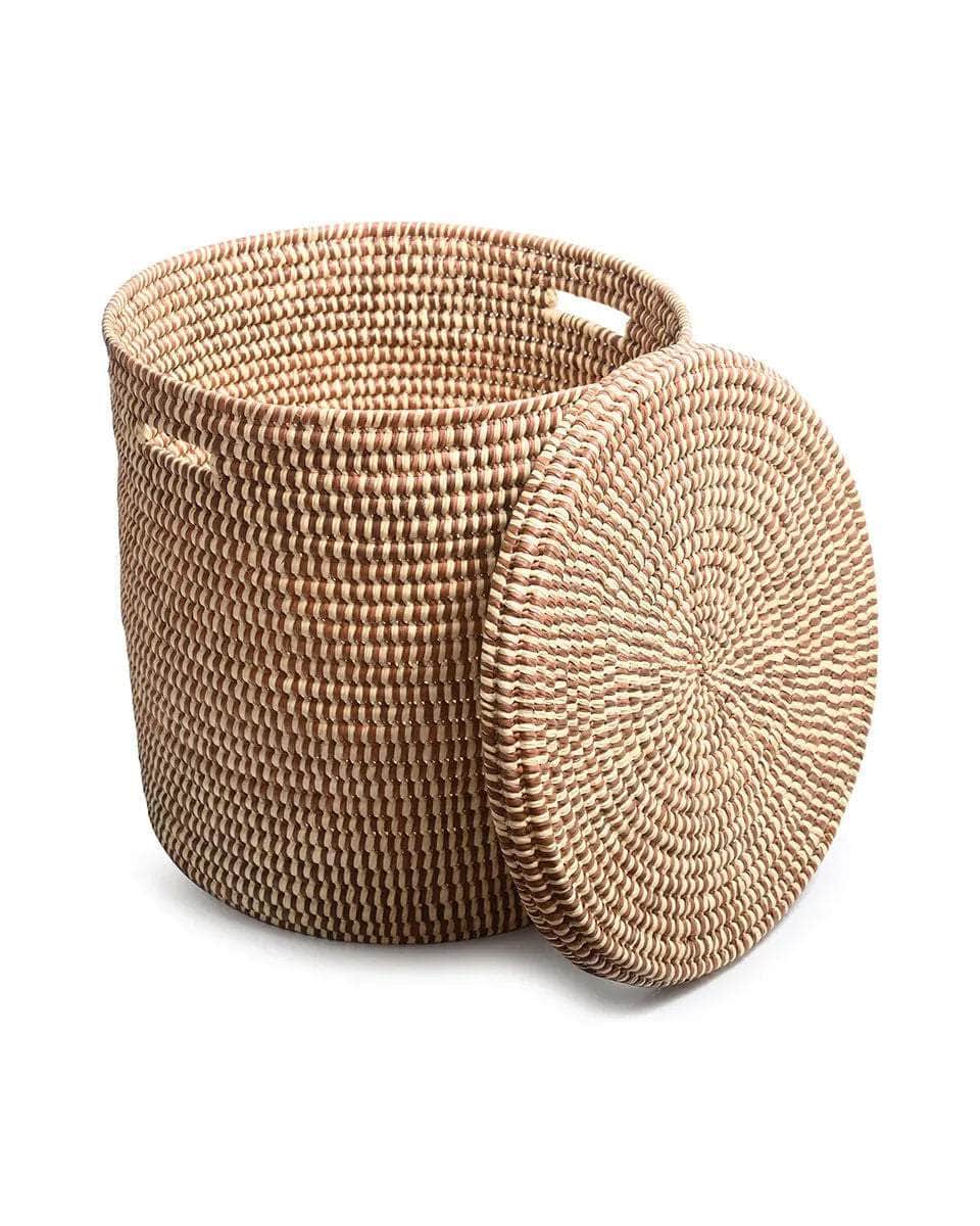 DHIDI: Mocha Checked Laundry Basket