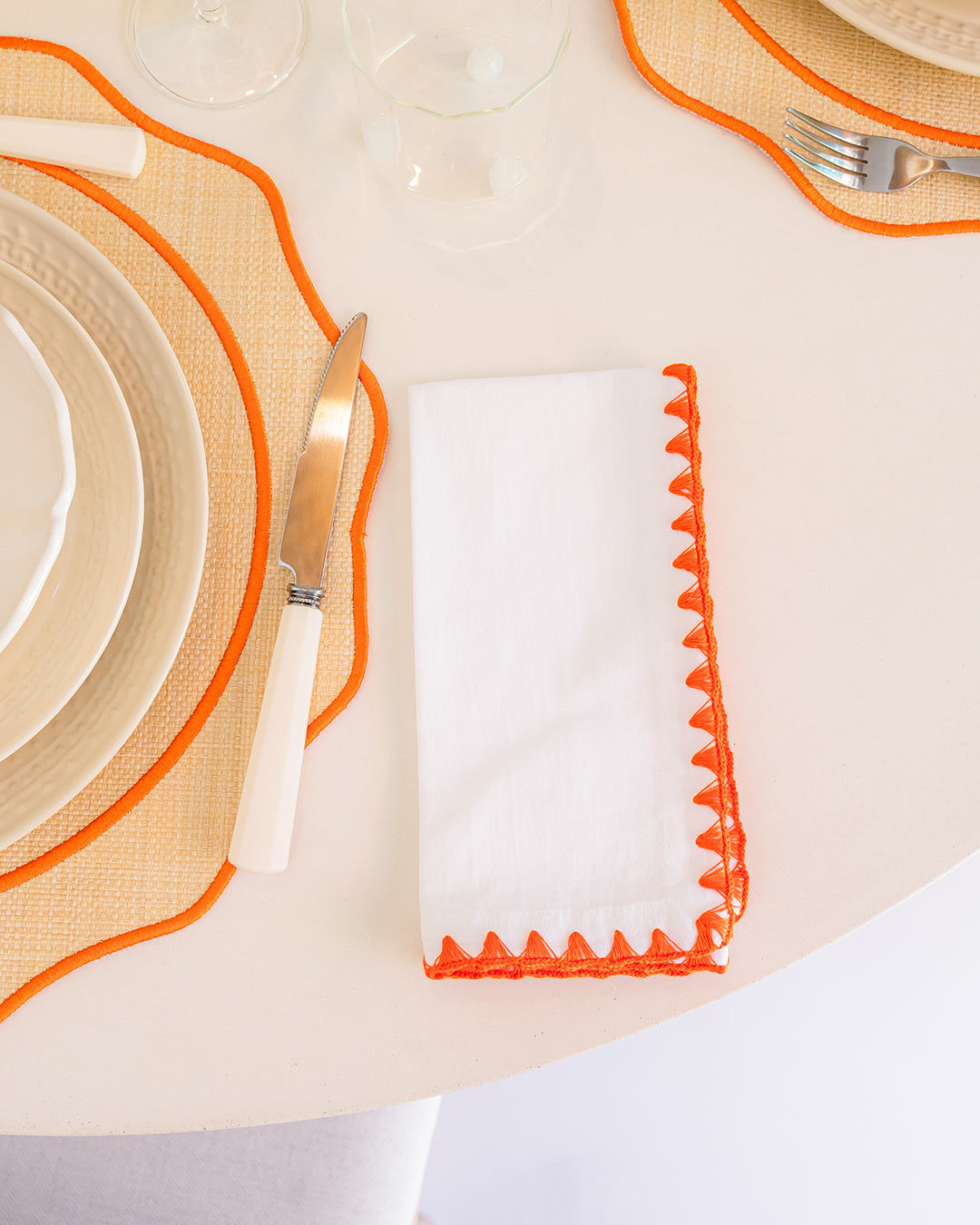 Raffia Placemat with Orange Border