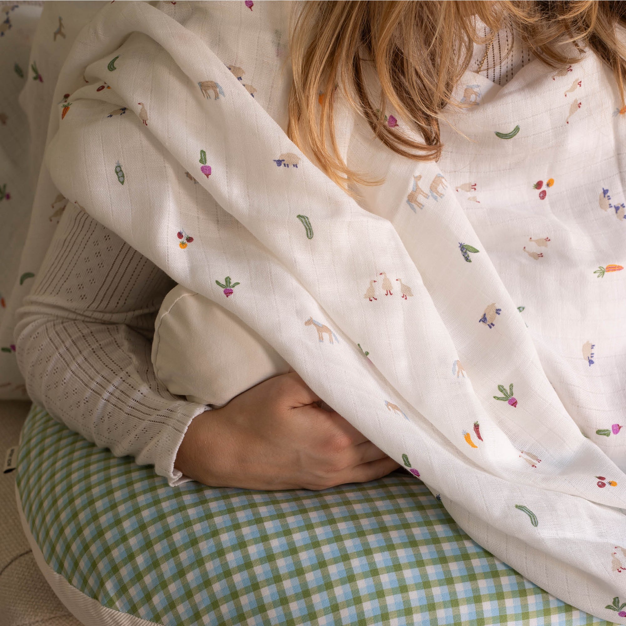 Organic Cotton Baby Muslin Swaddles, Set of 2 - Little Farm / Radish