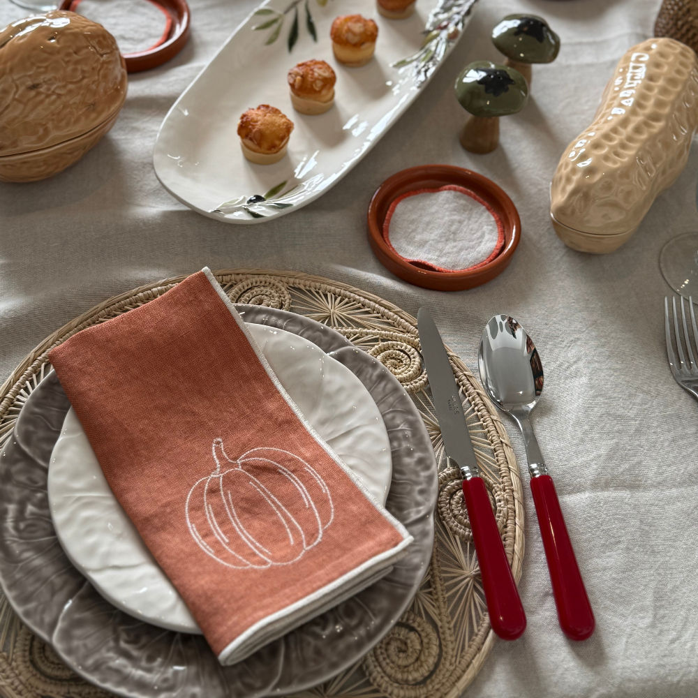 Set of 2 Linen Napkins - Pumpkin