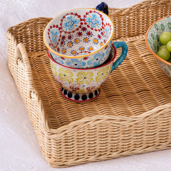 Medium Rattan Scalloped Tray (Natural)