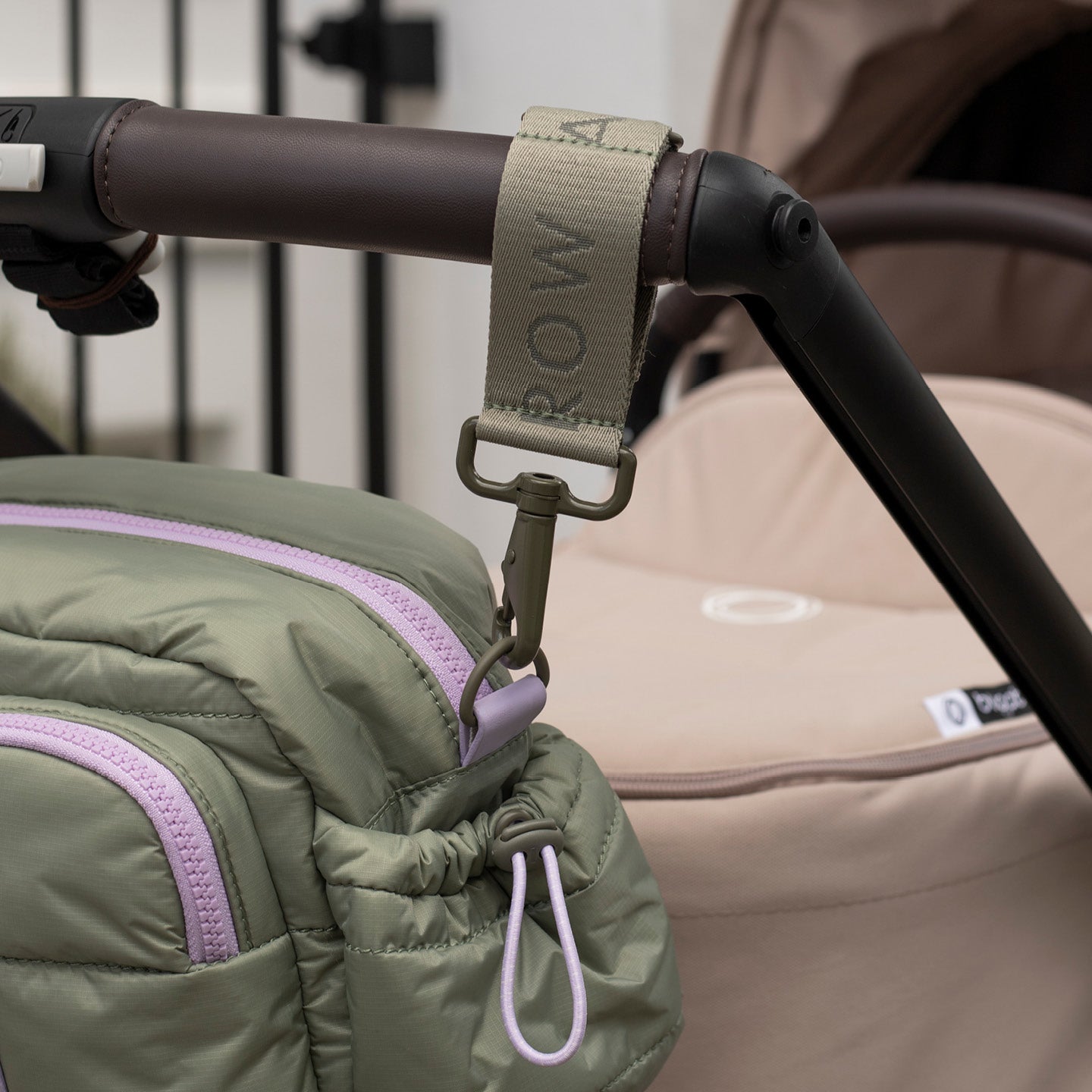 Logo Pram Bag Clips - Olive-