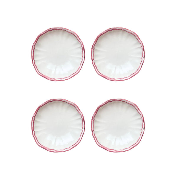 Ceramic Scalloped Red Bread Plates Plate Set of 4