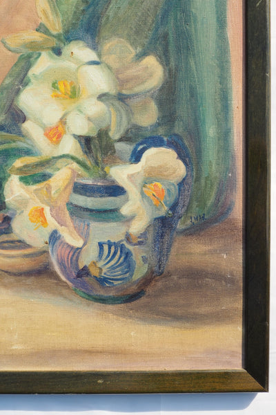 Vintage Oil on Board Still Life Painting