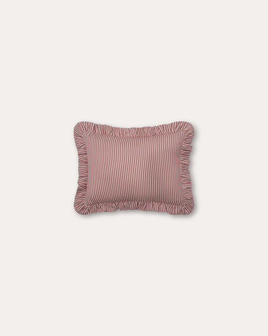 The Fine Stripe Rectangle Cushion in Crabapple