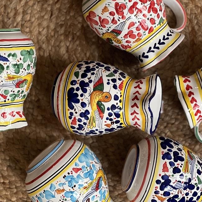 Green Bird and Flowers Carafe