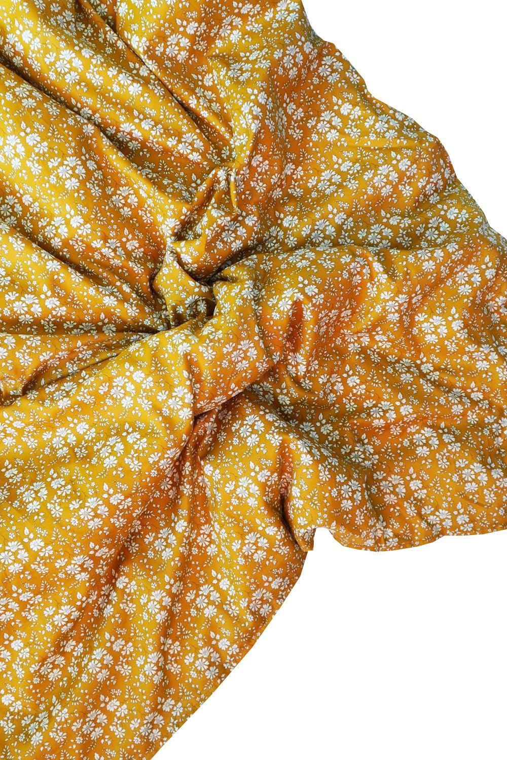 Reversible Heirloom Quilt Made With Liberty Fabric Strawberry Thief & Capel Mustard