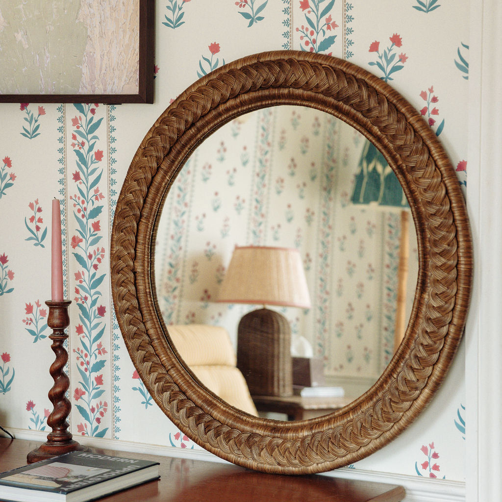 Serena Rattan Mirror, Round