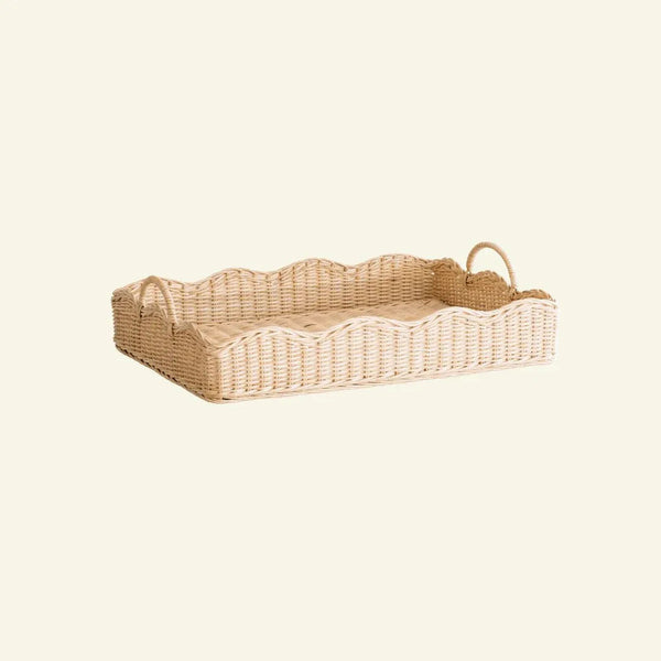 Medium Rattan Scalloped Tray (Natural)