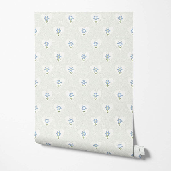Daffodil Hearts Wallpaper - Celadon-