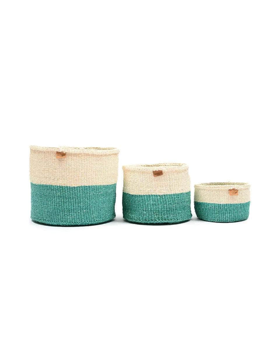 REMBO: Aqua Colour Block Woven Basket