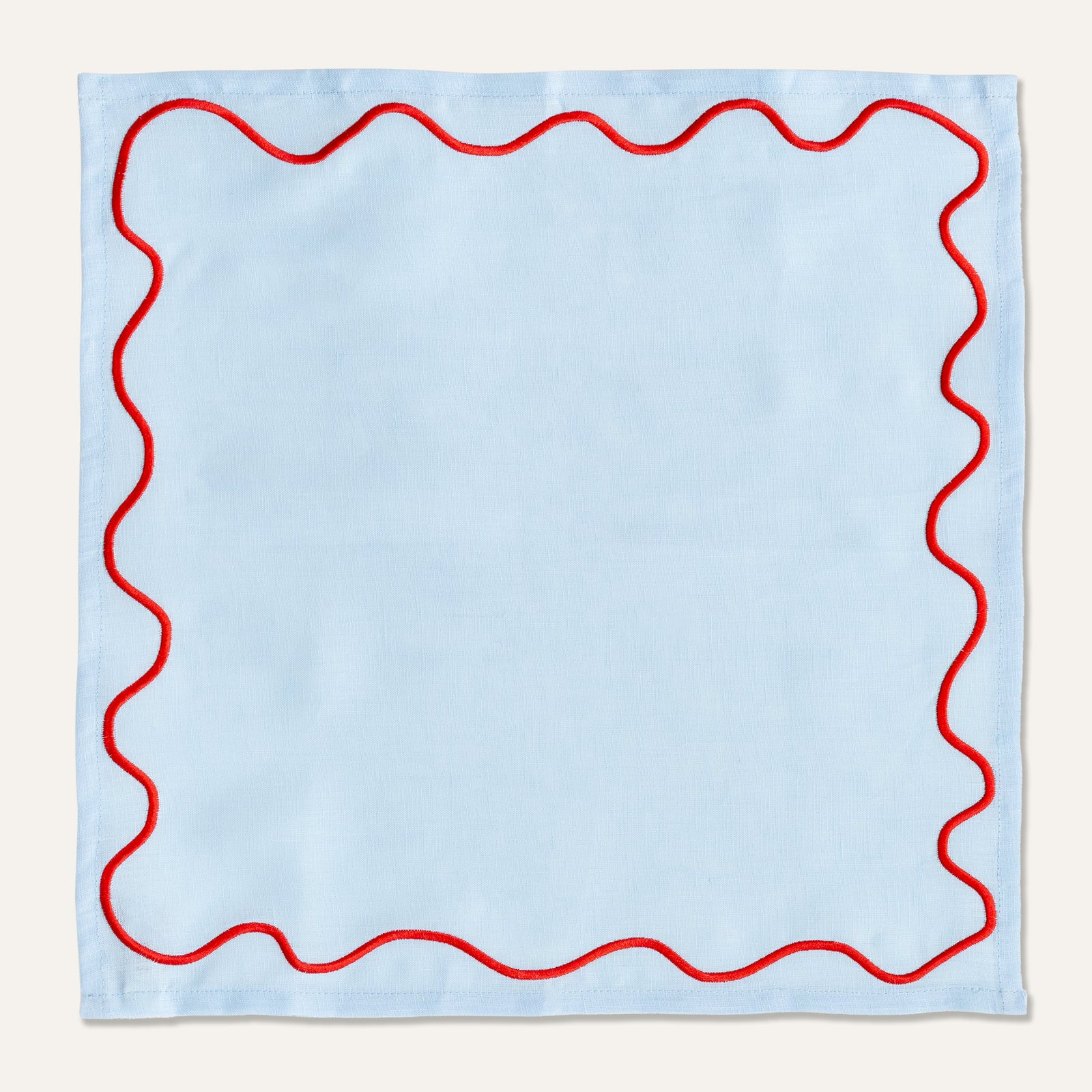Wavy Linen Napkins Blue/Red - set of 2