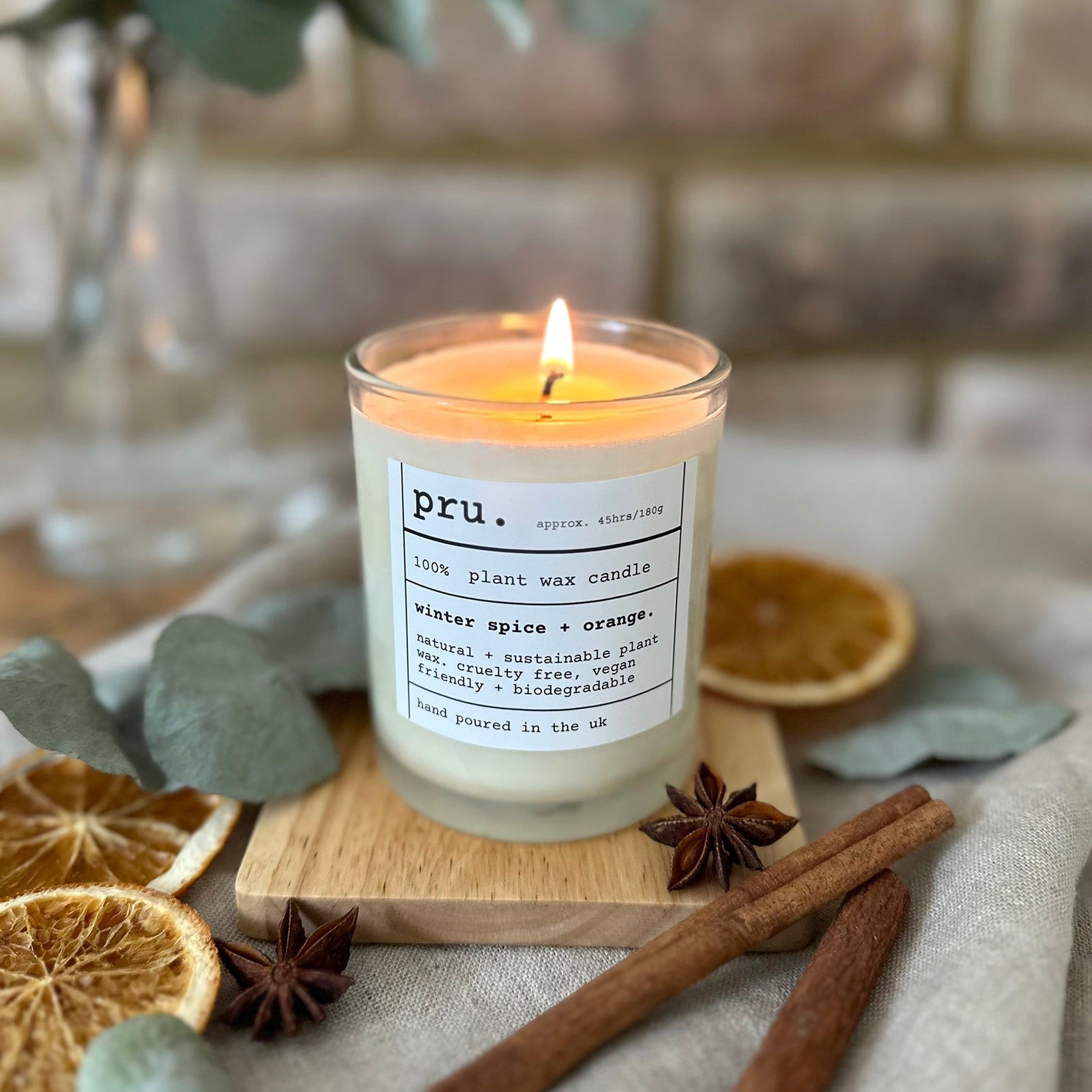 100% Plant Wax Candle - Winter Spice + Orange