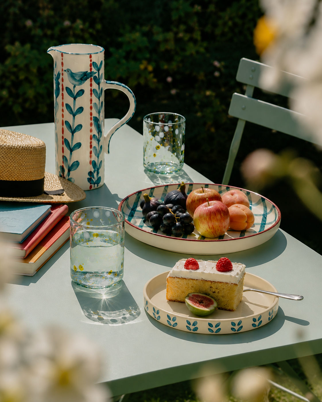 Turquoise Hand-Painted Ceramic Pitcher