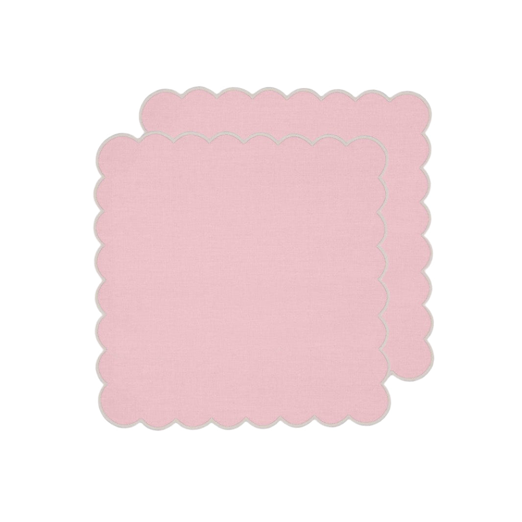 Zero-Waste Scalloped Linen Napkins Bubblegum Pink - Set of 2