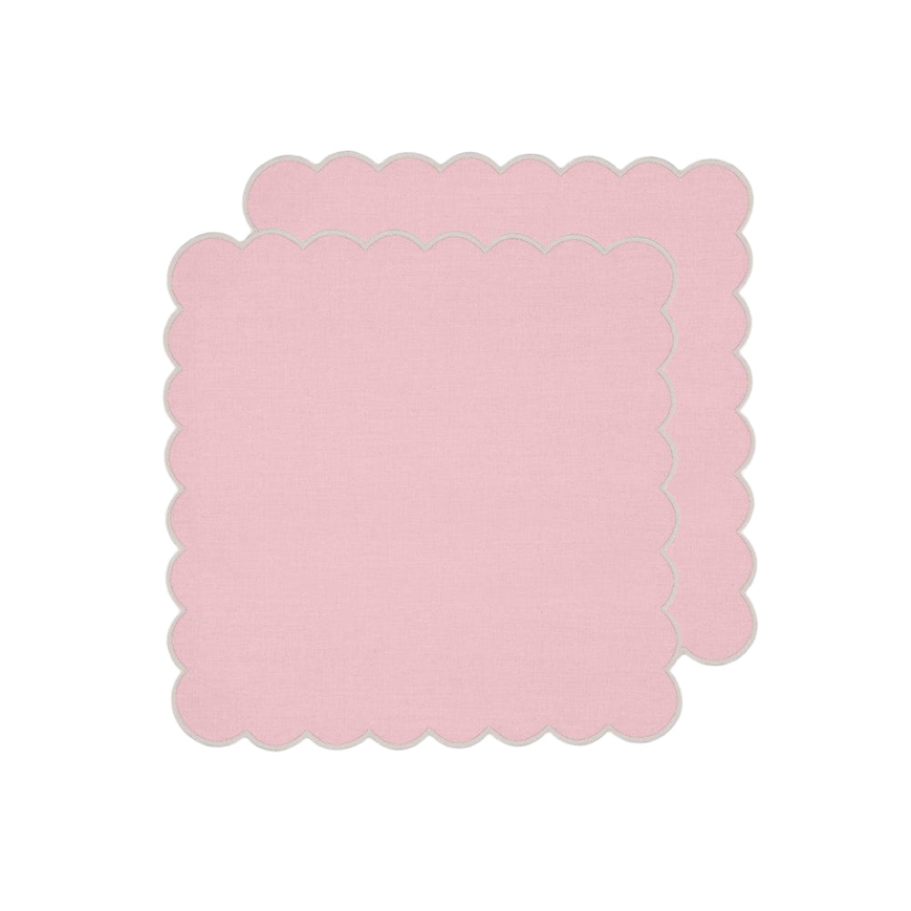 Zero-Waste Scalloped Linen Napkins Bubblegum Pink - Set of 2