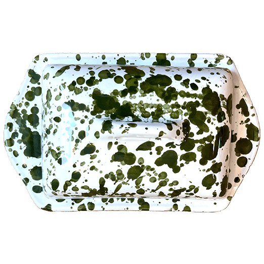 Large Butter Dish – Green Dots
