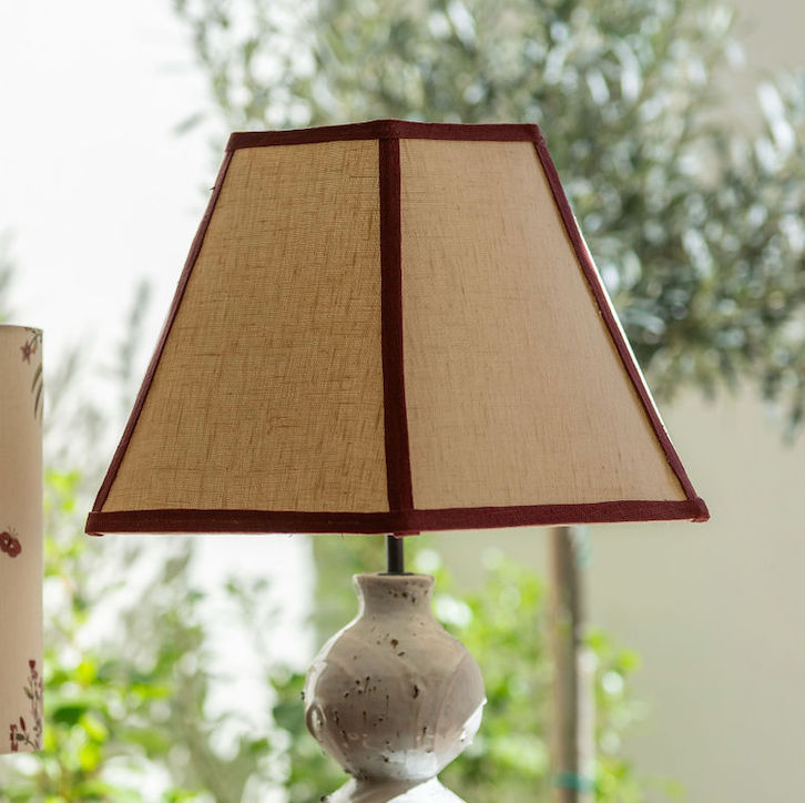 Made to Order Hexagonal Lampshade in Oatmeal with Contrast Trim