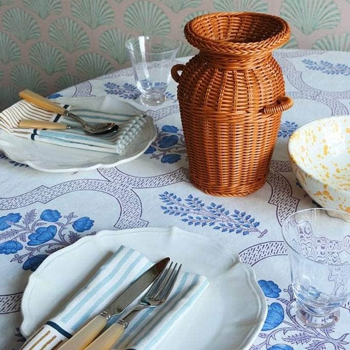 Flora Blue Tablecloth