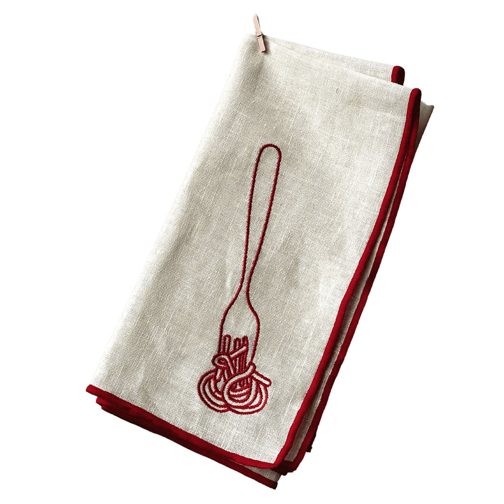 Linen Embroidered Napkins | 'Spaghetti'