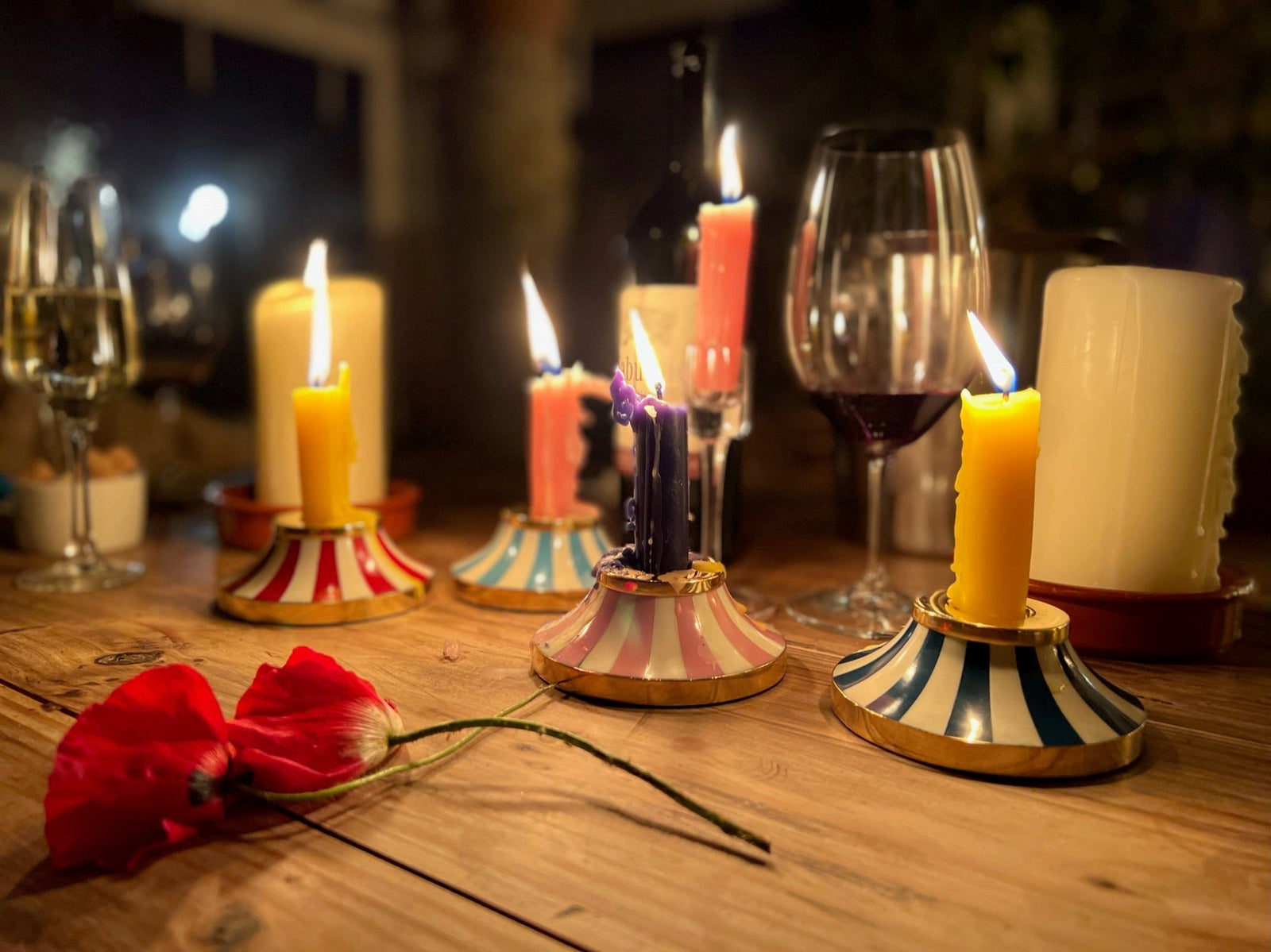 Circus Candleholder | Sky Blue | Striped