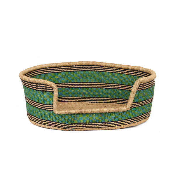 KWESI: Blue, Green and Black Dog Basket - Medium
