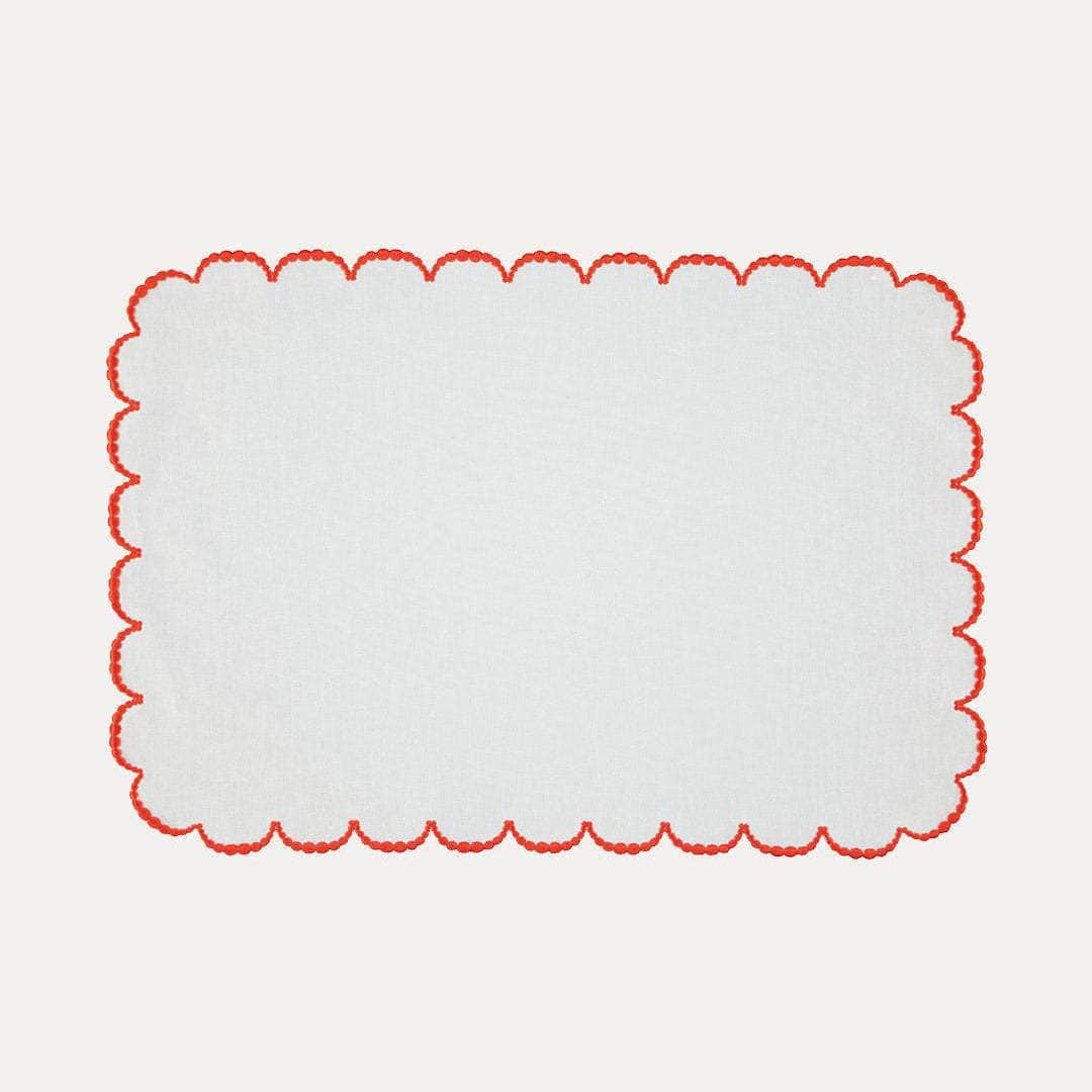 Luna Placemat, White with Orange