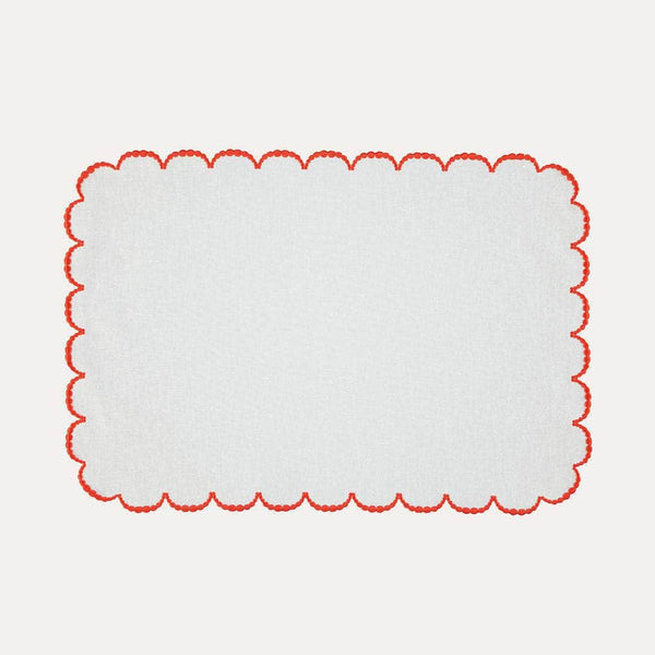 Luna Placemat, White with Orange