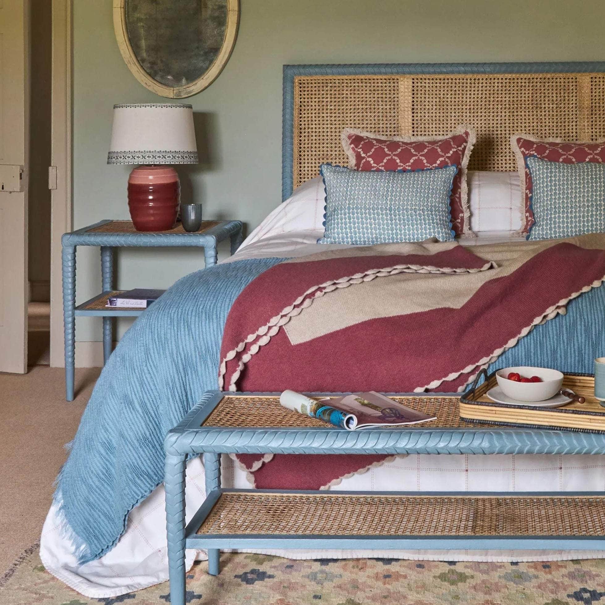 Bordado Embroidered Lampshade - Blue