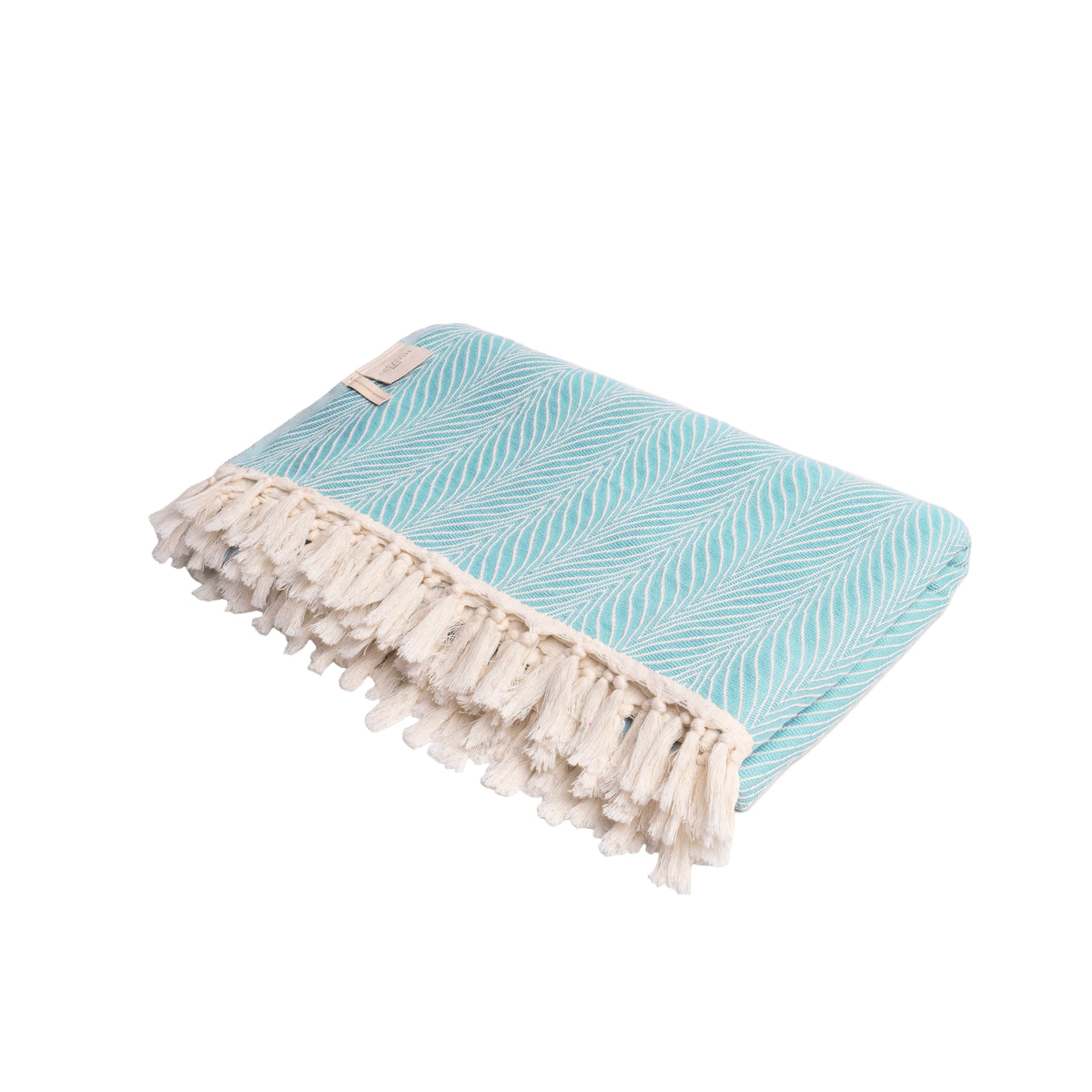 Yaprak Pure Cotton Blanket In Powder Blue
