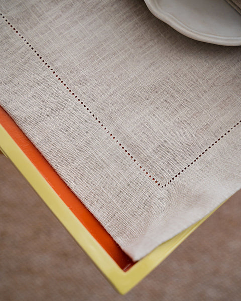 Beige Linen Placemat with Open Stitch