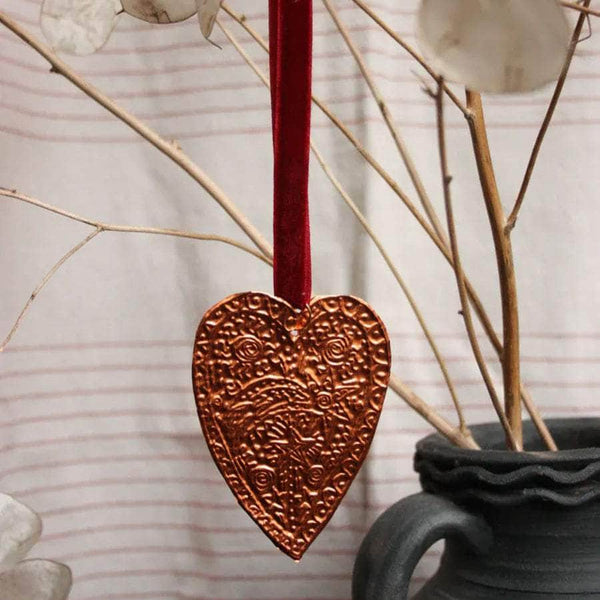 With Love Copper Heart Embossed Ornament