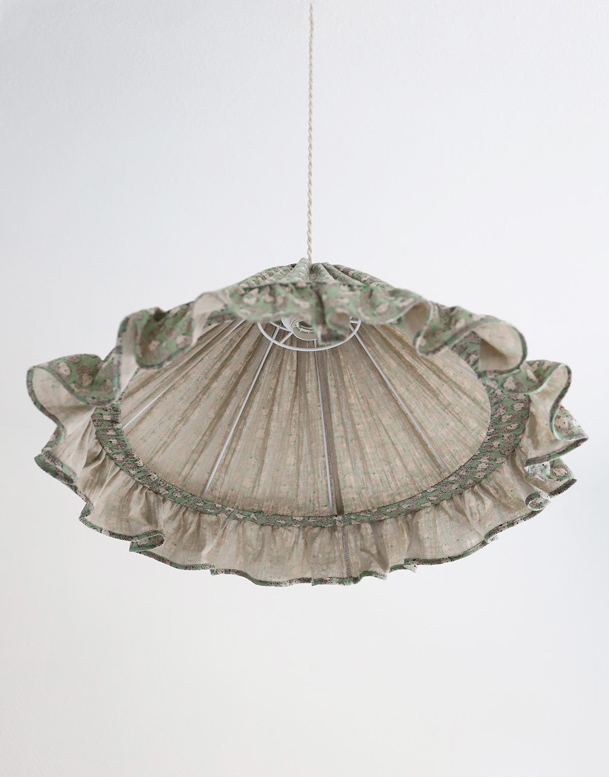 Conical Pendant Light With Ruffle Emilia “Petits Hérissons”