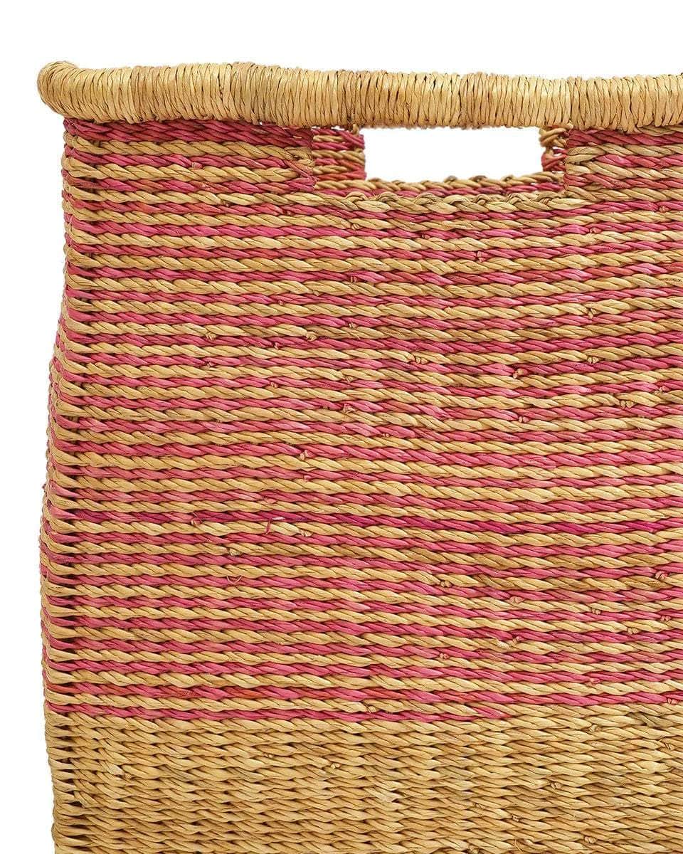 SUHUMA: Pink Striped Square Storage Basket