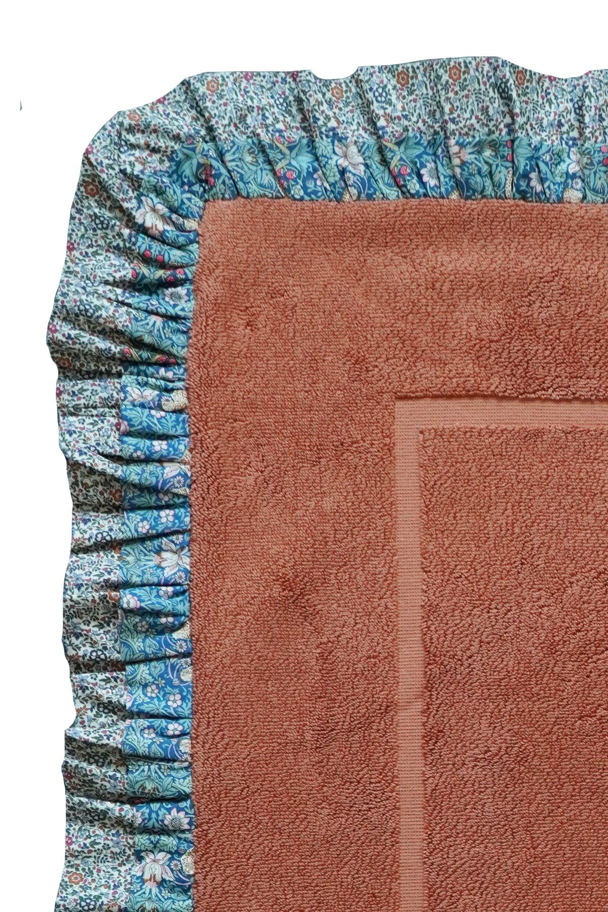 Ruffle Edge Bath Mat made with Liberty Fabric STRAWBERRY THIEF & KATIE & MILLIE