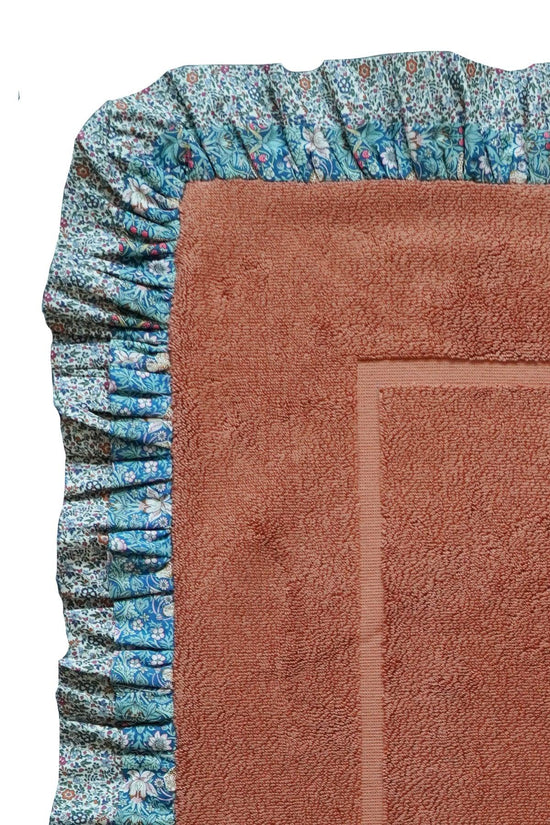Ruffle Edge Bath Mat made with Liberty Fabric STRAWBERRY THIEF & KATIE & MILLIE